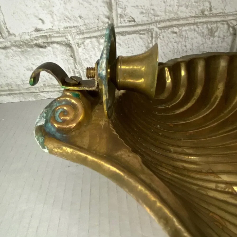 Vintage Brass Shell Sconce Candleholder